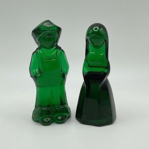 Mosser Glass Vi Hunter Josh & Jenny Doll Figurine Emerald Green Vintage 1981